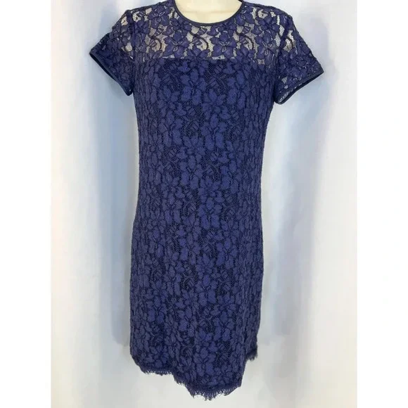 NEW Diane von Furstenberg DVF Navy Blue Lace Dress $358 - Picture 5 of 16